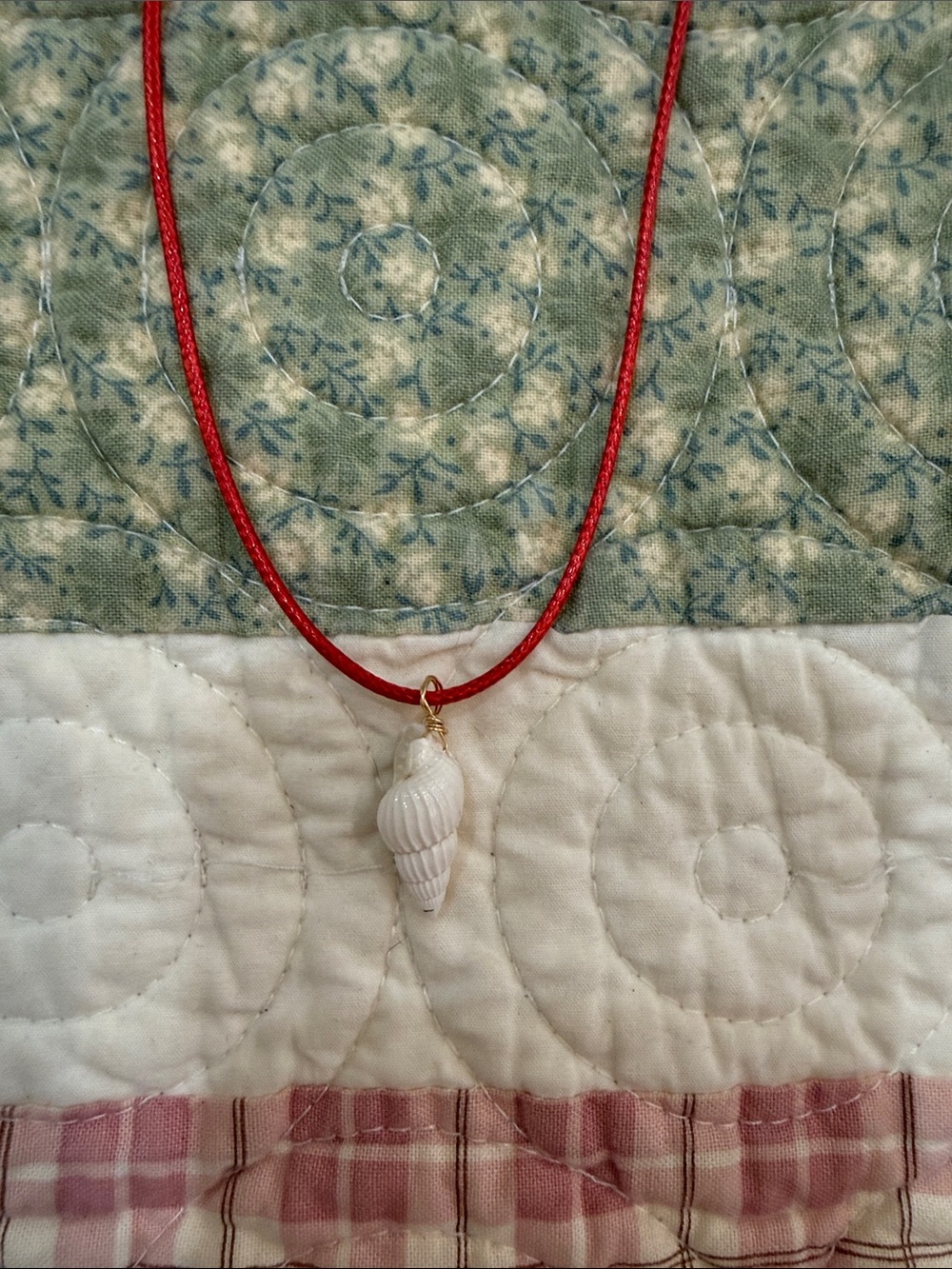 Red Cord Necklace with White Shell Pendant - Women Jewelry